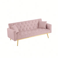 Compact Pink Convertible Futon Sofa Bed Sleeper Couch For Small Spaces