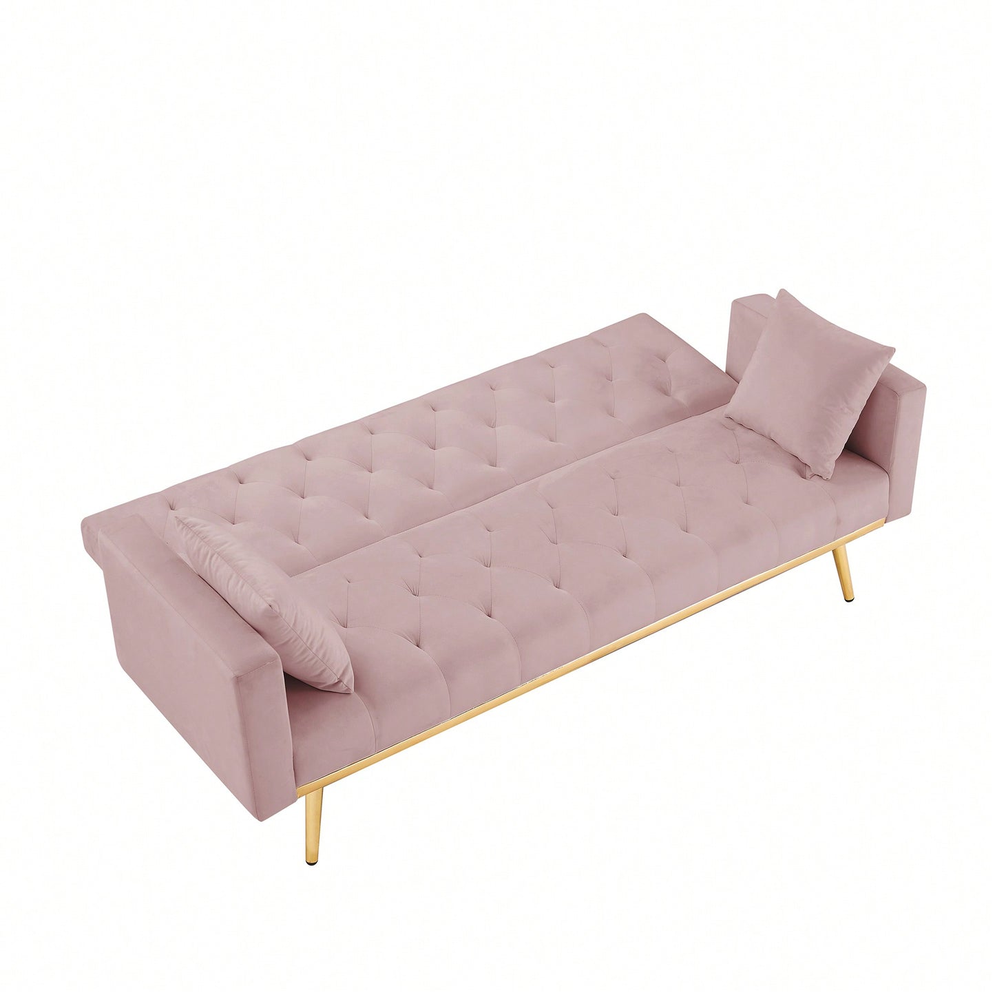 Compact Pink Convertible Futon Sofa Bed Sleeper Couch For Small Spaces