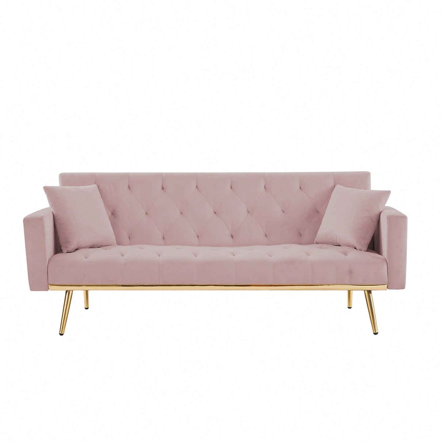 Compact Pink Convertible Futon Sofa Bed Sleeper Couch For Small Spaces