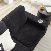 Modern 3-Seater Corduroy Sofa For Living Room Bedroom Office In Black Compressed Design