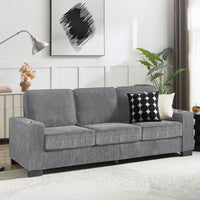 Modern 3-Seater Corduroy Sofa For Living Room Bedroom Office In Black Compressed Design