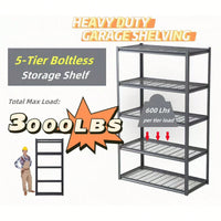 Heavy Duty 5 Tier Metal Storage Shelves Adjustable Easy Assembly For Basement Garage Kitchen 72H X 47.2W X 17.7D