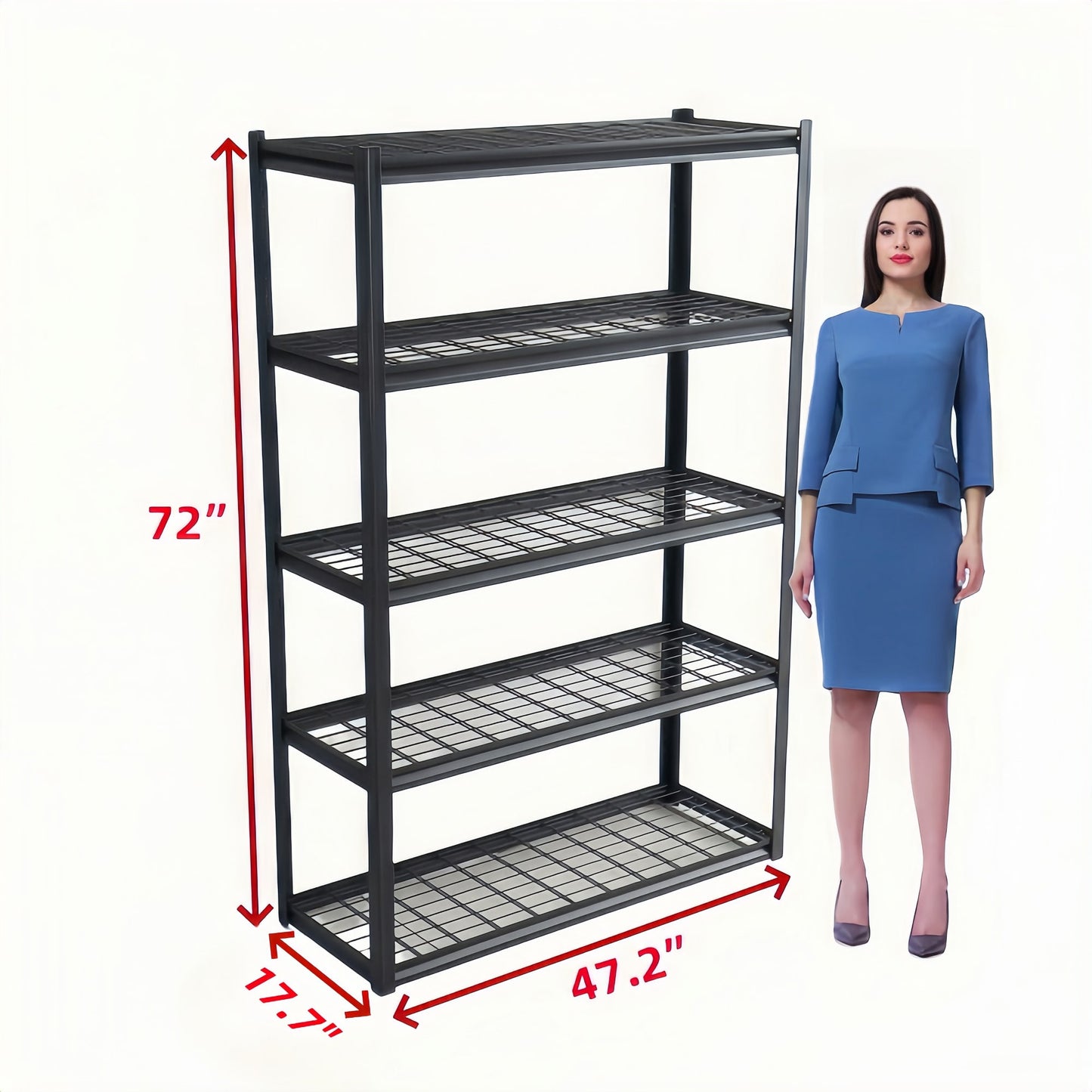 Heavy Duty 5 Tier Metal Storage Shelves Adjustable Easy Assembly For Basement Garage Kitchen 72H X 47.2W X 17.7D