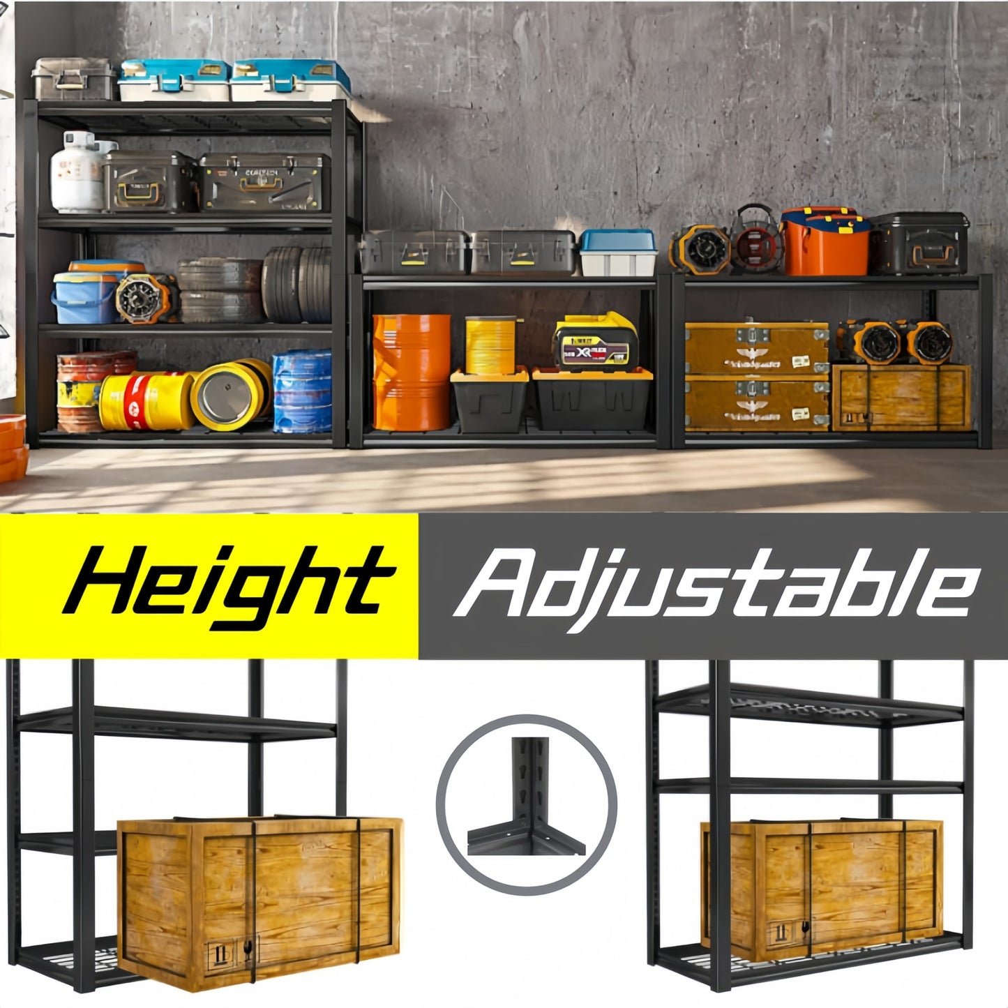 Heavy Duty 5 Tier Metal Storage Shelves Adjustable Easy Assembly For Basement Garage Kitchen 72H X 47.2W X 17.7D