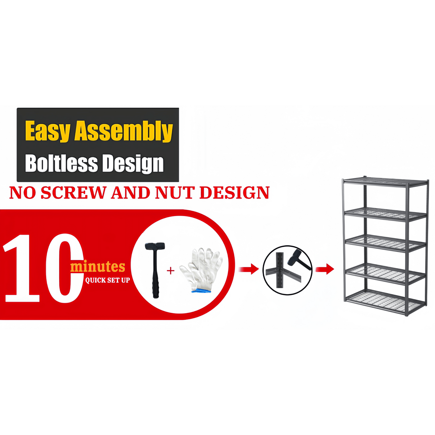 Heavy Duty 5 Tier Metal Storage Shelves Adjustable Easy Assembly For Basement Garage Kitchen 72H X 47.2W X 17.7D