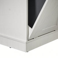 Double Door Tilt Trash Cabinet For Kitchen - White Double Compartment Trash Can