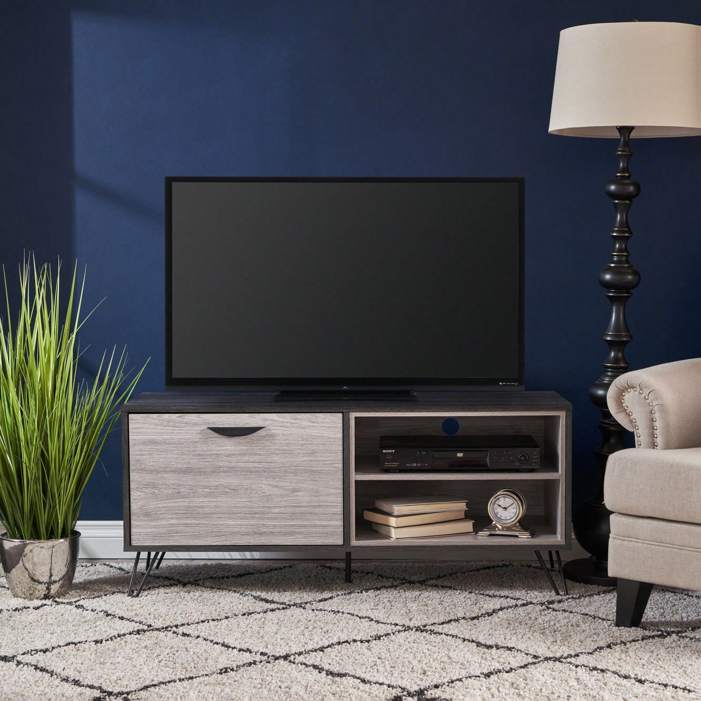 Modern Wooden TV Cabinet With Storage Shelves For Living Room Entertainment Center