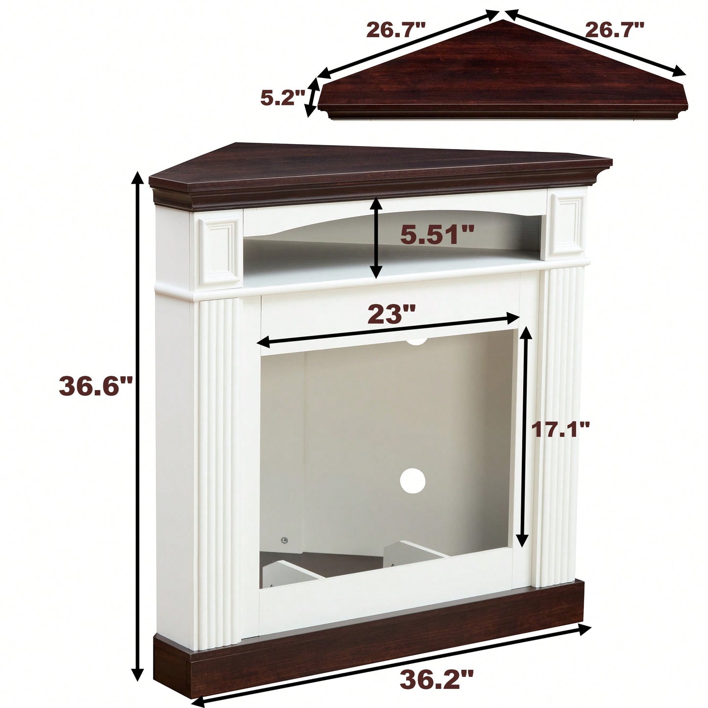 Corner Mantel Cabinet With 23 Inch Electric Fireplace Insert For Cozy Living Room Or Bedroom Ambiance