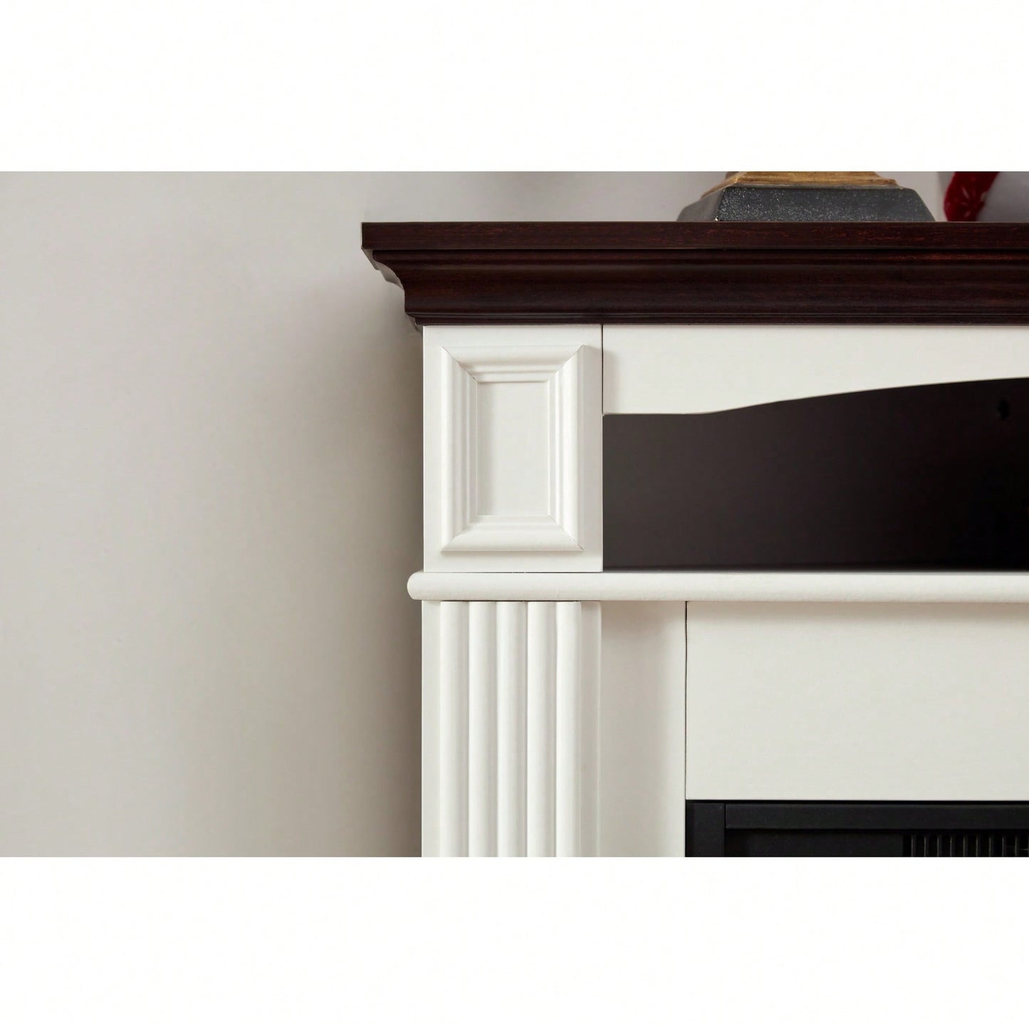 Corner Mantel Cabinet With 23 Inch Electric Fireplace Insert For Cozy Living Room Or Bedroom Ambiance