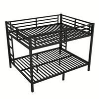 Stylish Metal Bunk Bed For Teens And Adults Space-Saving Design Noise-Reducing No Box Spring Required Black Finish