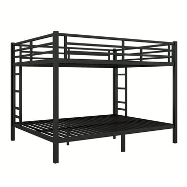 Stylish Metal Bunk Bed For Teens And Adults Space-Saving Design Noise-Reducing No Box Spring Required Black Finish