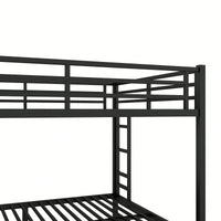 Stylish Metal Bunk Bed For Teens And Adults Space-Saving Design Noise-Reducing No Box Spring Required Black Finish