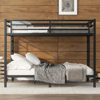 Stylish Metal Bunk Bed For Teens And Adults Space-Saving Design Noise-Reducing No Box Spring Required Black Finish