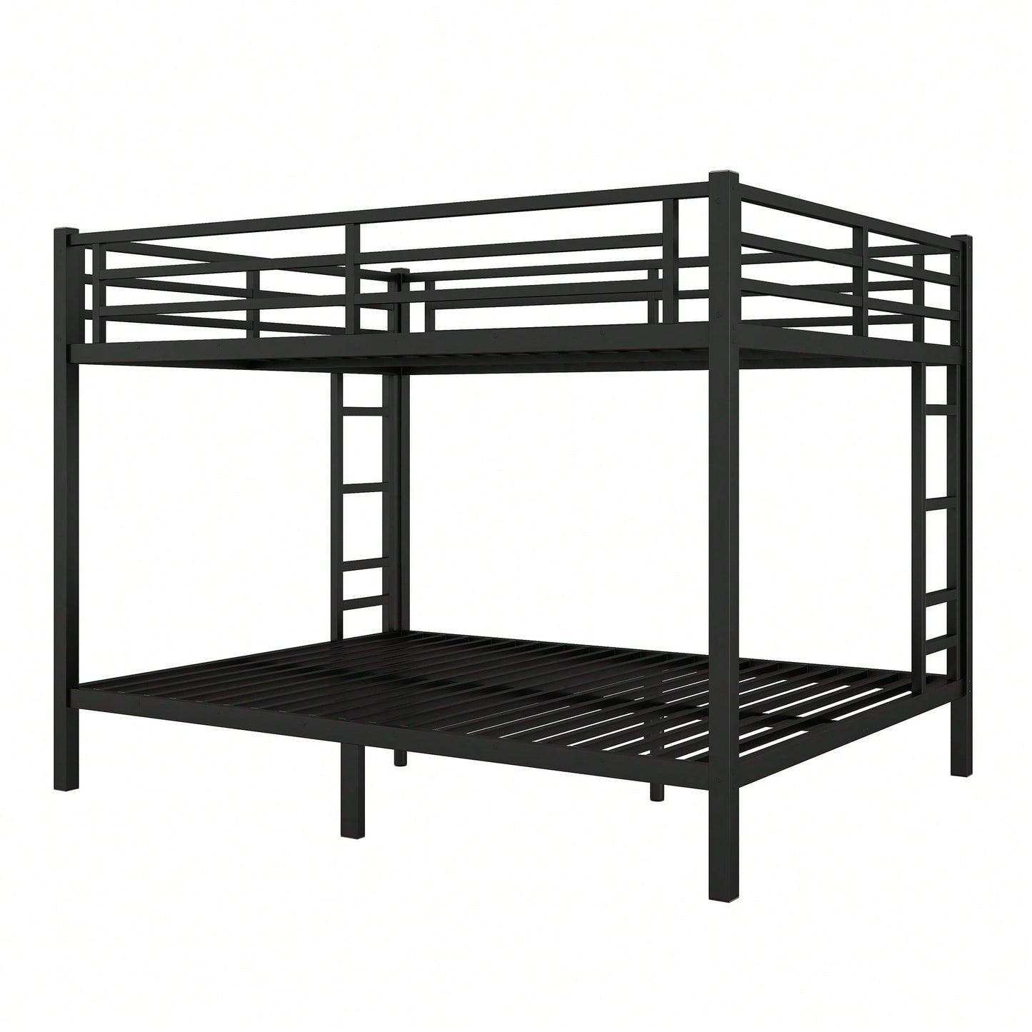 Stylish Metal Bunk Bed For Teens And Adults Space-Saving Design Noise-Reducing No Box Spring Required Black Finish