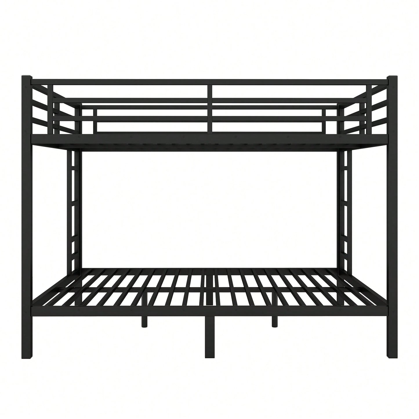 Stylish Metal Bunk Bed For Teens And Adults Space-Saving Design Noise-Reducing No Box Spring Required Black Finish