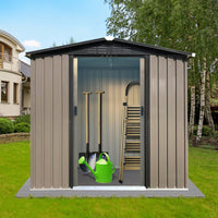 Outdoor 4FTx6FT Apex Roof Brown Storage Shed With Sliding Doors