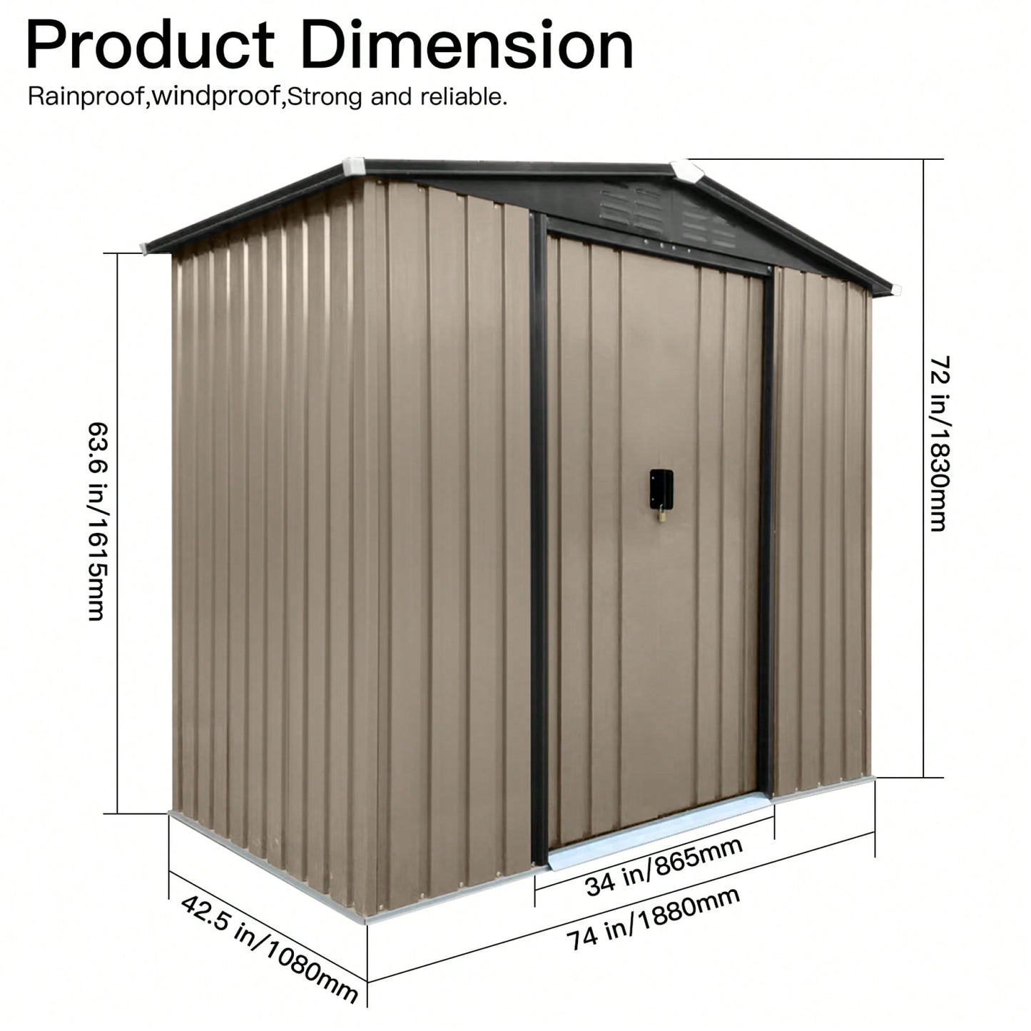 Outdoor 4FTx6FT Apex Roof Brown Storage Shed With Sliding Doors