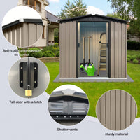 Outdoor 4FTx6FT Apex Roof Brown Storage Shed With Sliding Doors