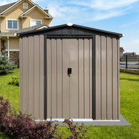 Outdoor 4FTx6FT Apex Roof Brown Storage Shed With Sliding Doors