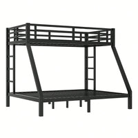 Metal Twin XL Over Queen Bunk Bed For Teens And Adults Space-Saving Design Noise Reduction No Box Spring Required Black Finish