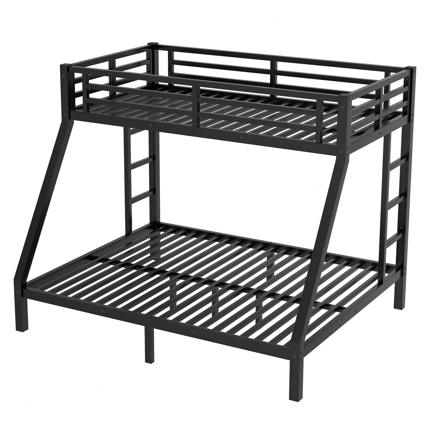 Metal Twin XL Over Queen Bunk Bed For Teens And Adults Space-Saving Design Noise Reduction No Box Spring Required Black Finish