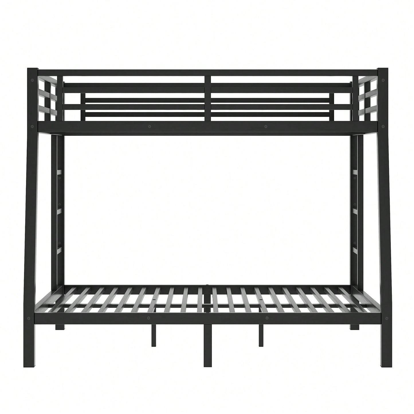 Space-Saving Metal Full XL Over Queen Bunk Bed For Teens And Adults With Noise Reduction And No Box Spring Required In Black