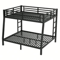 Space-Saving Metal Full XL Over Queen Bunk Bed For Teens And Adults With Noise Reduction And No Box Spring Required In Black