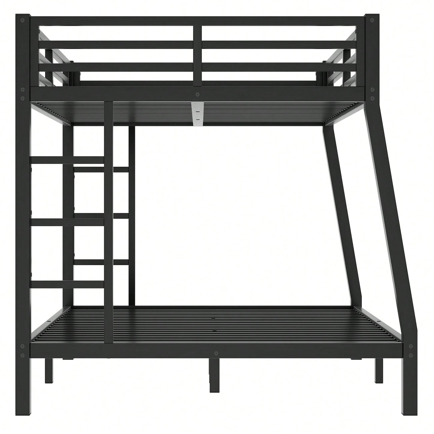 Space-Saving Metal Full XL Over Queen Bunk Bed For Teens And Adults With Noise Reduction And No Box Spring Required In Black