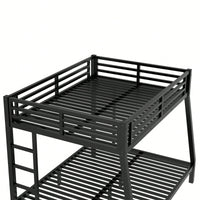 Space-Saving Metal Full XL Over Queen Bunk Bed For Teens And Adults With Noise Reduction And No Box Spring Required In Black