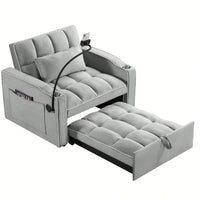 Adjustable Convertible Sleeper Chair Sofa Bed With Multi-Pockets For Small Spaces Living Room And Bedroom 3-In-1 Design