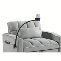 Adjustable Convertible Sleeper Chair Sofa Bed With Multi-Pockets For Small Spaces Living Room And Bedroom 3-In-1 Design