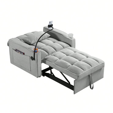 Adjustable Convertible Sleeper Chair Sofa Bed With Multi-Pockets For Small Spaces Living Room And Bedroom 3-In-1 Design