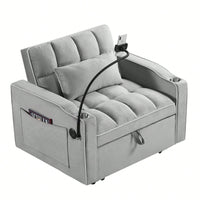 Adjustable Convertible Sleeper Chair Sofa Bed With Multi-Pockets For Small Spaces Living Room And Bedroom 3-In-1 Design