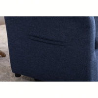 Linen Fabric Swivel Rocking Chair With Pocket For Cozy Relaxation Navy Blue