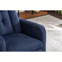 Linen Fabric Swivel Rocking Chair With Pocket For Cozy Relaxation Navy Blue