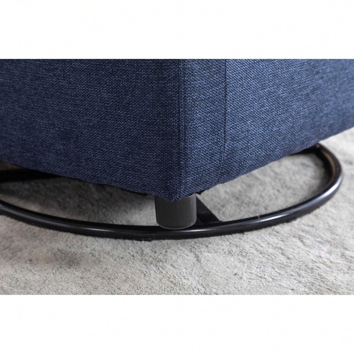 Linen Fabric Swivel Rocking Chair With Pocket For Cozy Relaxation Navy Blue