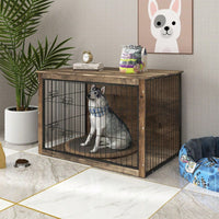 Stylish Wooden Dog Crate With Double Doors - Elegant Indoor Dog Furniture And Kennel Solution