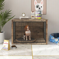 Stylish Wooden Dog Crate With Double Doors - Elegant Indoor Dog Furniture And Kennel Solution