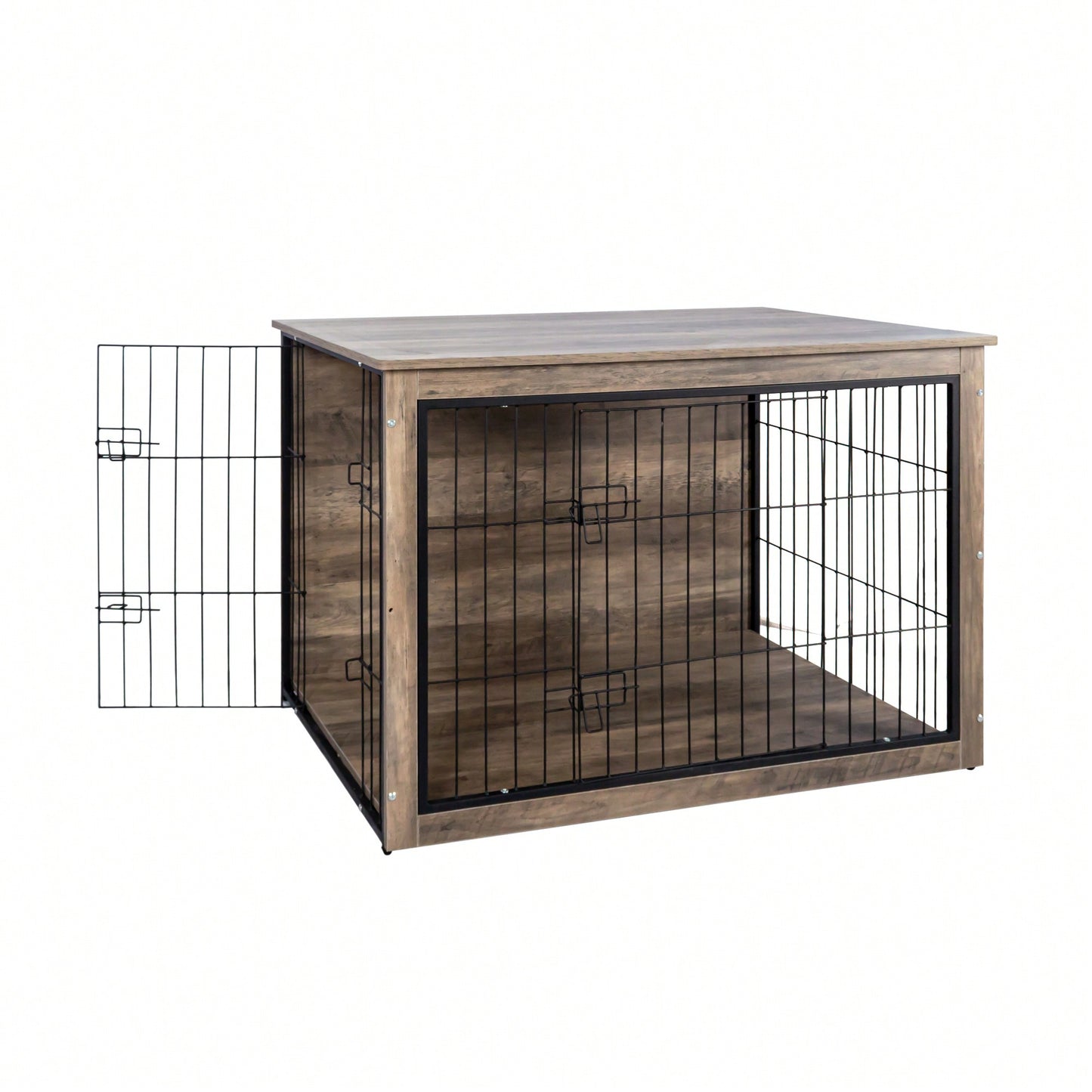 Stylish Wooden Dog Crate With Double Doors - Elegant Indoor Dog Furniture And Kennel Solution