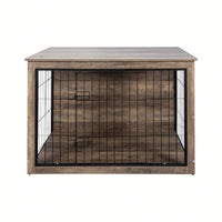 Stylish Wooden Dog Crate With Double Doors - Elegant Indoor Dog Furniture And Kennel Solution