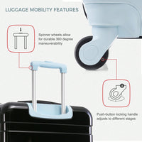Lightweight Durable ABS Hardshell 3-Piece Luggage Set With Spinner Wheels And TSA Lock In Blue And Black - 20'', 24'', 28'' Sizes