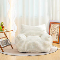 Oversized Beige Bean Bag Chair With Armrests For Adults - Comfy Lounge Sofa For Living Room Bedroom And Dorm Cozy Fluffy Cloud Mini Couch