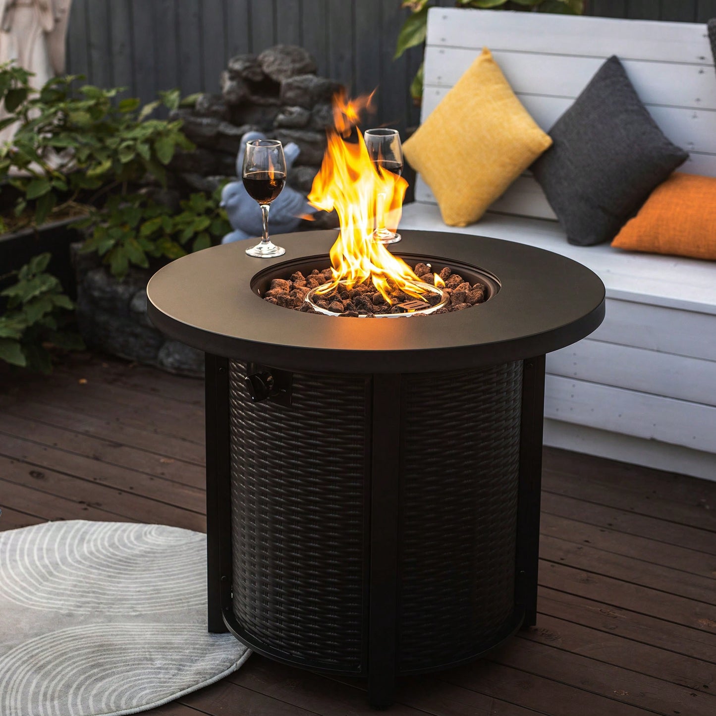 30 Inch Propane Fire Pit Table 40000 BTU Outdoor Round Fire Table For Patio Heating And Ambiance