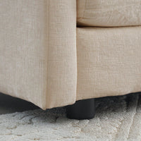 Chenille Fabric Ottoman Footrest For 2 Seater, 3 Seater, And 4 Seater Sofas Beige