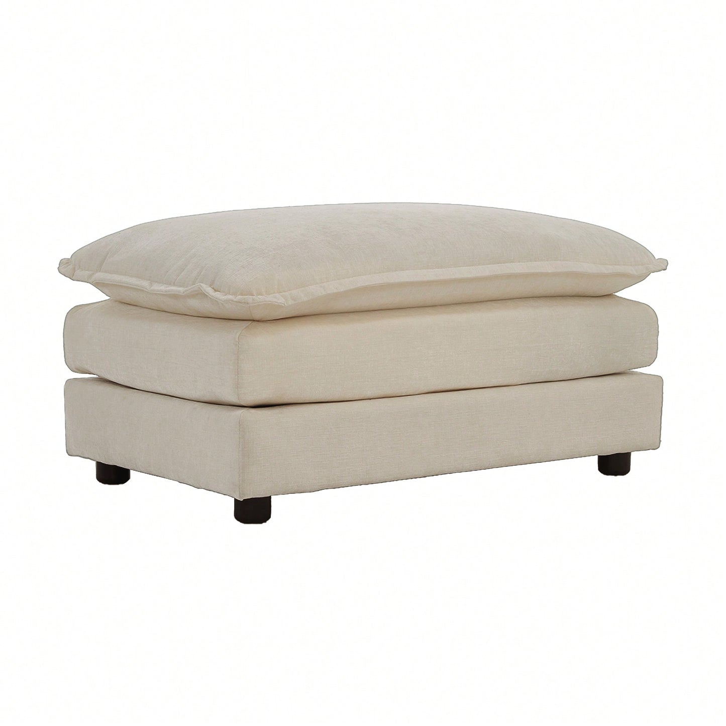 Chenille Fabric Ottoman Footrest For 2 Seater, 3 Seater, And 4 Seater Sofas Beige