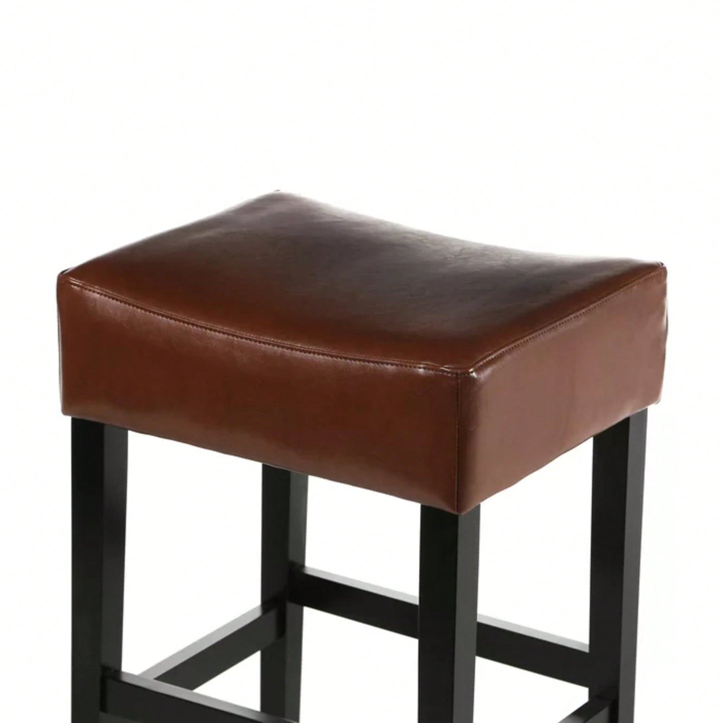 Set Of 2 Brown Backless Leather Counter Height Barstools For Kitchen And Dining