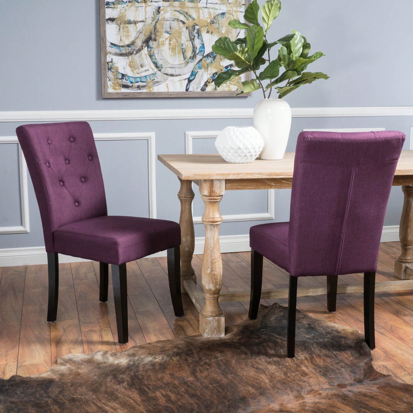 Set Of 2 Modern Dining Chairs Stylish Upholstered Seat And Backrest For Home And Kitchen Use