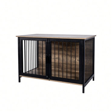 Stylish Wooden Dog Crate Furniture For Large And Medium Breeds With Double Doors Indoor Kennel Solution