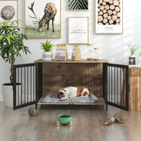 Stylish Wooden Dog Crate Furniture For Large And Medium Breeds With Double Doors Indoor Kennel Solution