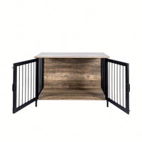 Stylish Wooden Dog Crate Furniture For Large And Medium Breeds With Double Doors Indoor Kennel Solution
